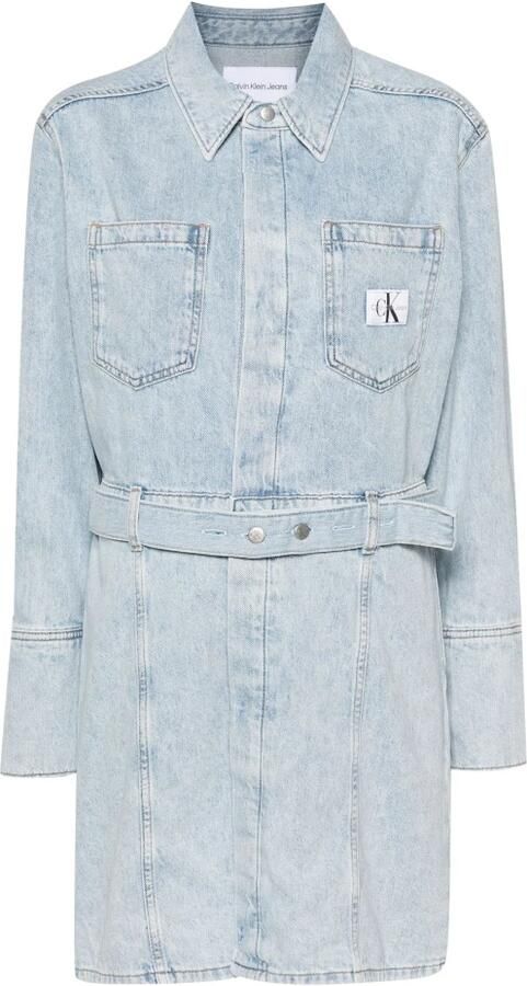 Calvin Klein Jeans Blauwe Katoenen Casual Midi Jurk Blue Dames