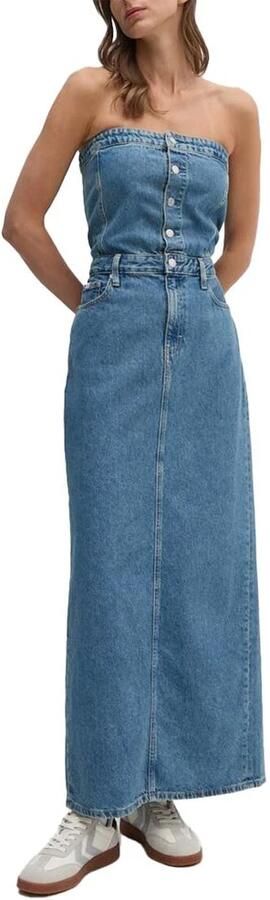 Calvin Klein Jeans Blauwe Katoenen Jurk Herfst Winter Collectie Blue Dames - Foto 4