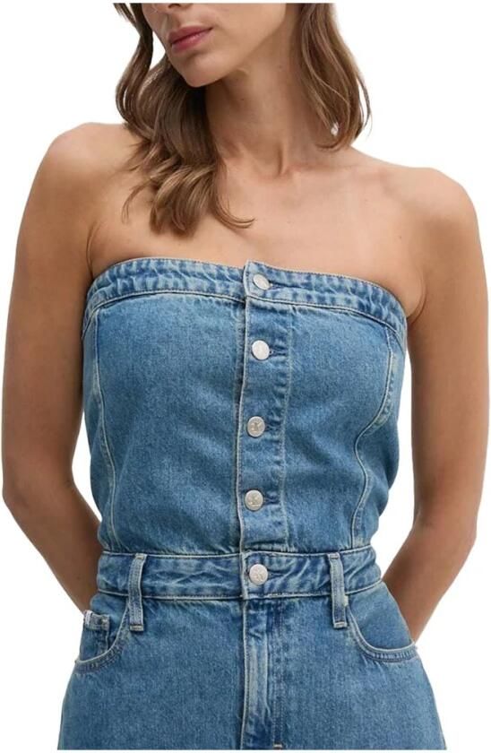 Calvin Klein Jeans Blauwe Katoenen Jurk Herfst Winter Collectie Blue Dames