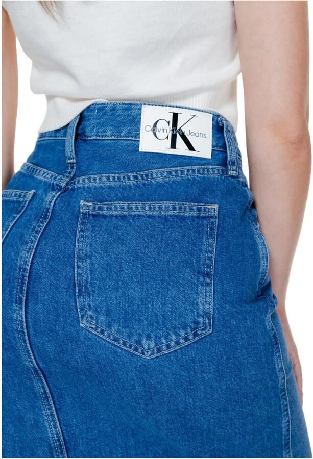 Calvin Klein Jeans Blauwe Katoenen Rok Herfst Winter Collectie Blue Dames