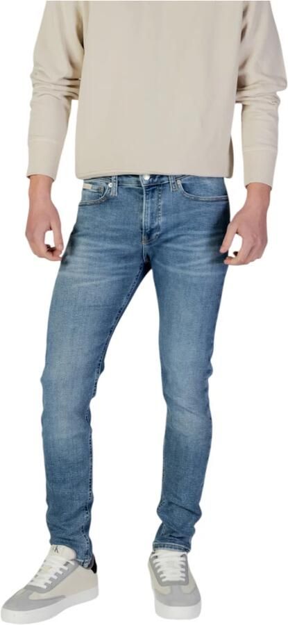 Calvin Klein Jeans Blauwe Rits Knoop Plain Heren Jeans Blue Heren - Foto 4