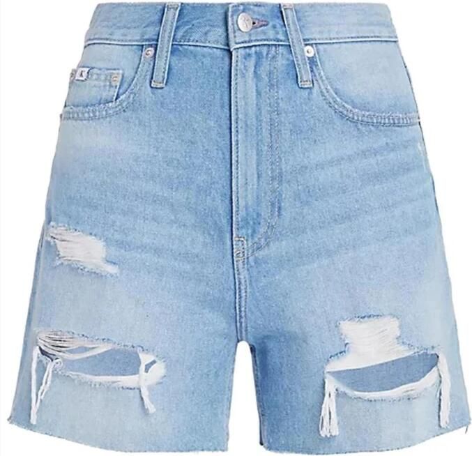 Calvin Klein Jeans Blauwe Versleten Denim Shorts Blue Dames - Foto 5