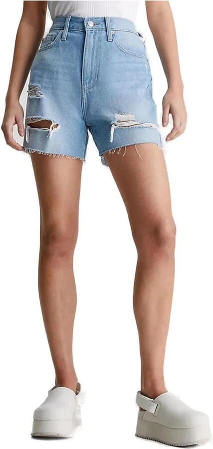 Calvin Klein Jeans Blauwe Versleten Denim Shorts Blue Dames - Foto 8