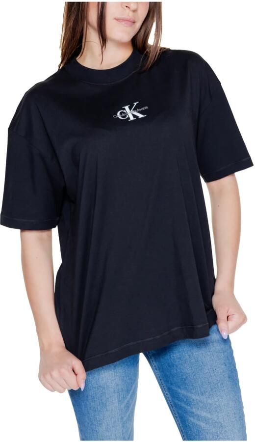 Calvin Klein Jeans Boyfriend T-shirt Herfst Winter Collectie 100% Katoen Black Dames - Foto 2