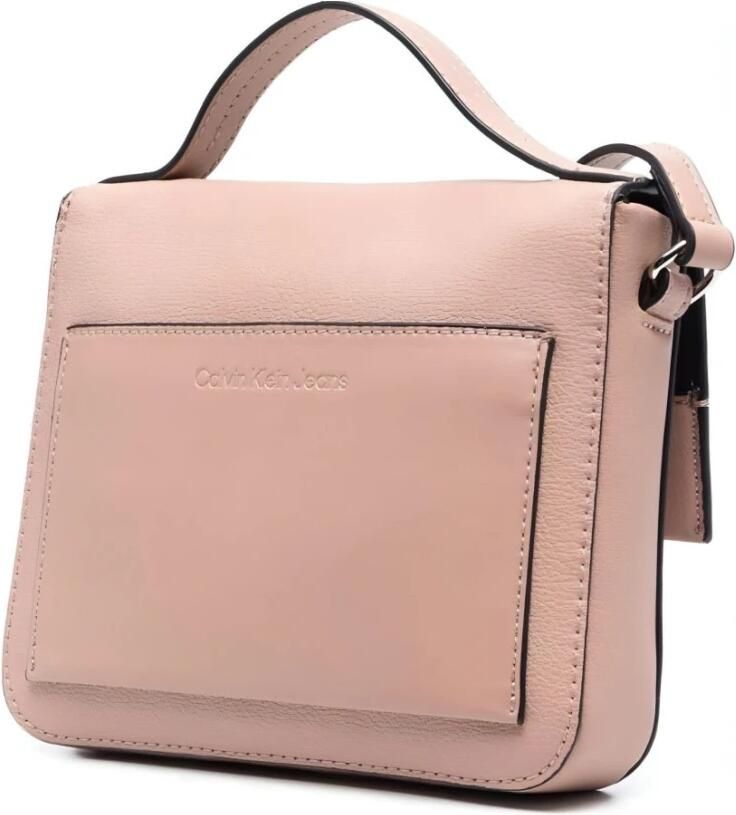 Calvin Klein Verstelbare Schouderriem Schoudertas met Metalen Sluiting Pink Dames