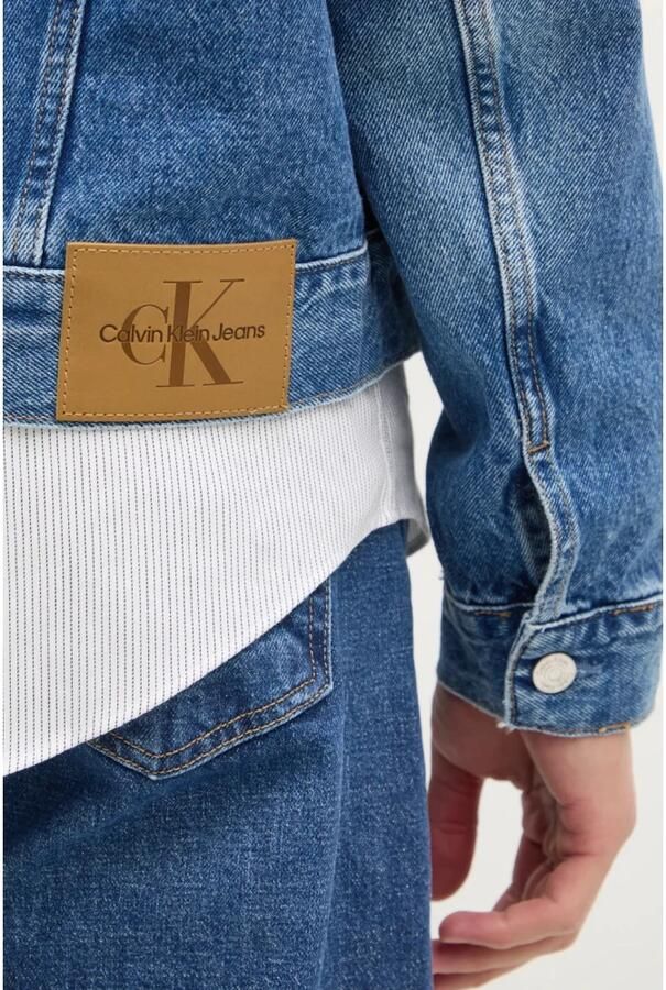 Calvin Klein Jeans Denim Logo Knopen Leren Patch Blue Heren - Foto 2