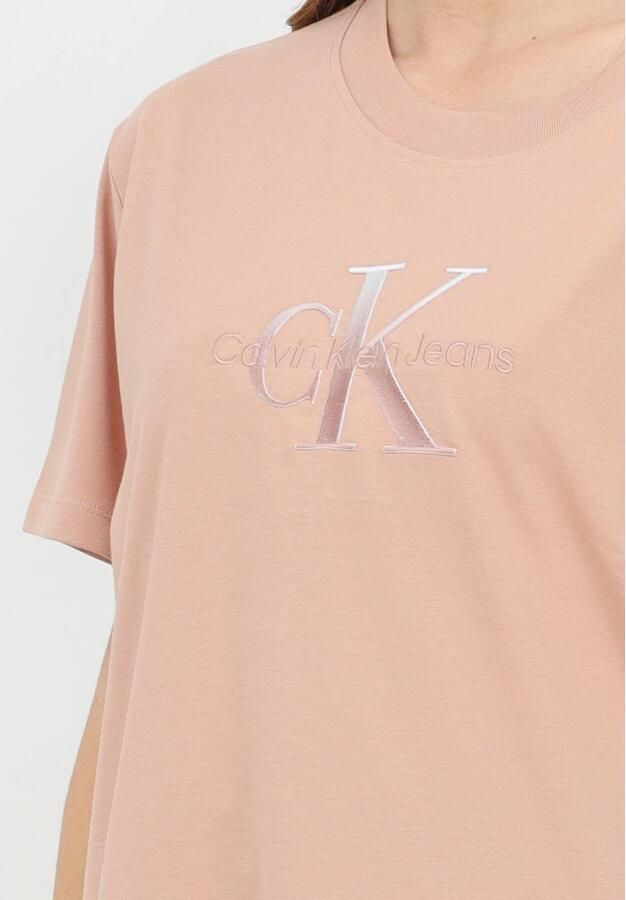 Calvin Klein Jeans Eenvoudig en verfijnd T-shirt met korte mouwen Pink Dames