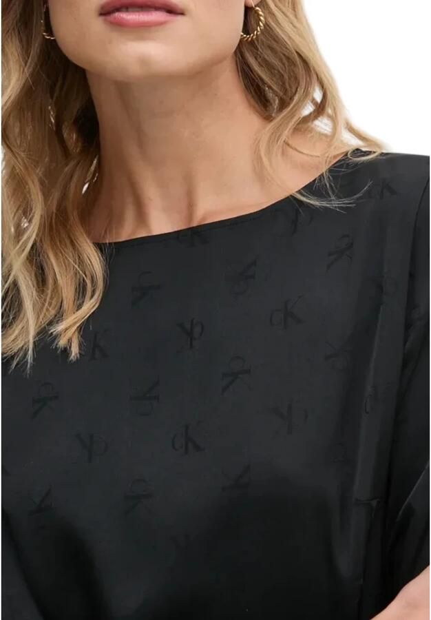 Calvin Klein Jeans Elegante Jacquard Korte Jurk Vrouwen Black Dames