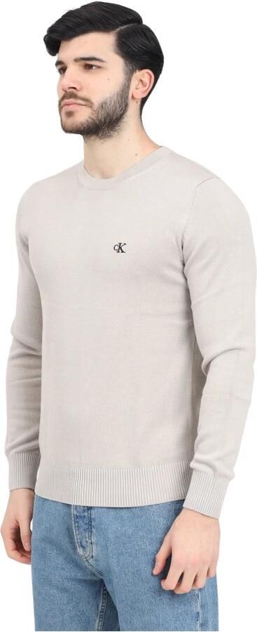 Calvin Klein Jeans Beige Katoenen Gebreide Trui Ronde Hals Lente Zomer Beige Heren - Foto 3