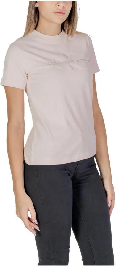 Calvin Klein Jeans Geborduurde Tee Model Roze Elegant T-Shirt Pink Dames