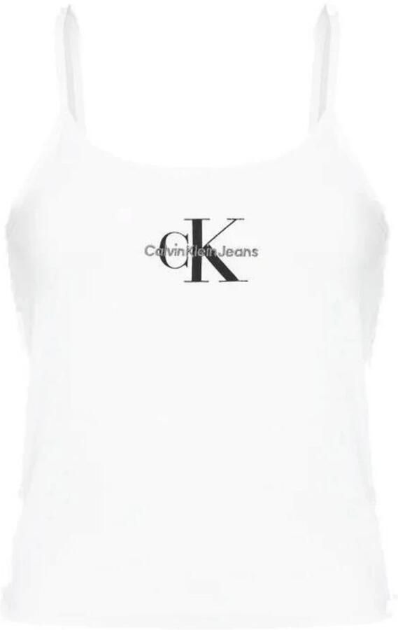 Calvin Klein Jeans Gedrukte witte katoenen tanktop White Dames