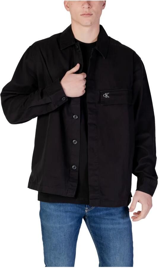 Calvin Klein Jeans Geregenereerd Katoenen Overhemd met Lange Mouwen Black Heren