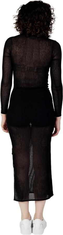 Calvin Klein Jeans Zwarte Transparante Jurk met Hoge Hals en Zijdelingse Split Black Dames - Foto 3