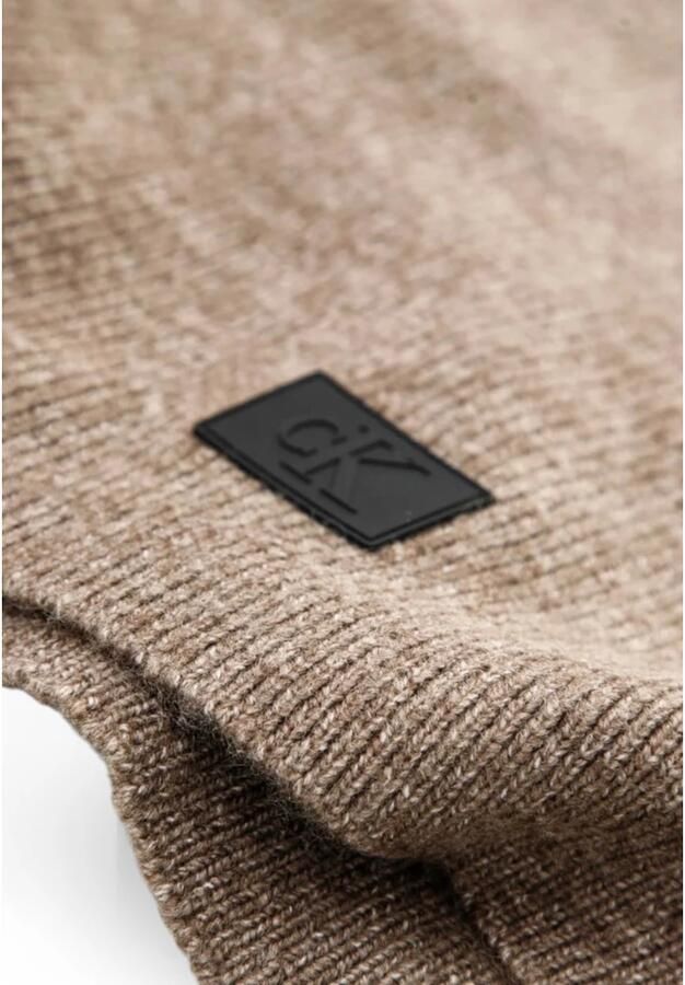 Calvin Klein Jeans Geribbeld Acryl Blend Sjaal Brown Heren