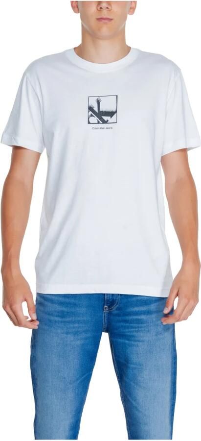 Calvin Klein Jeans Witte Ronde Hals T-shirt Mannen Herfst Winter White Heren - Foto 4