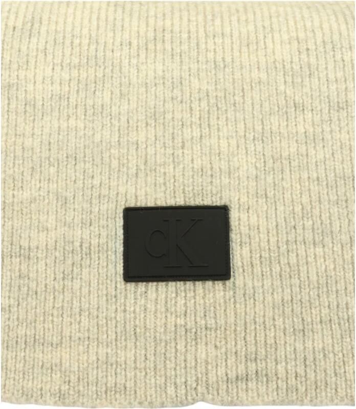 Calvin Klein Jeans Grijze Gebreide Sjaal voor Herfst Winter Gray Heren