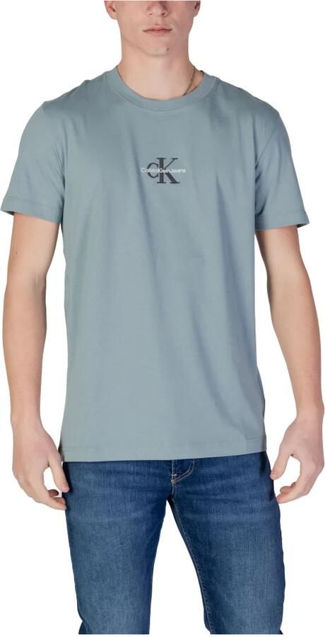 Calvin Klein Jeans Groene Effen Katoenen T-shirt Korte Mouwen Green Heren - Foto 3