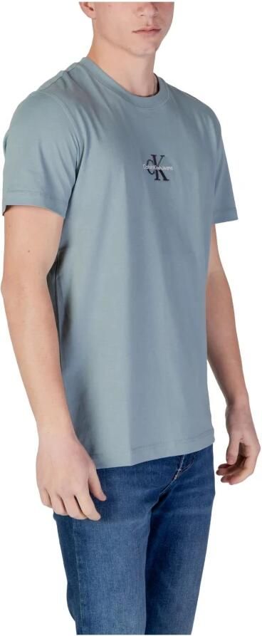 Calvin Klein Jeans Groene Effen Katoenen T-shirt Korte Mouwen Green Heren - Foto 2