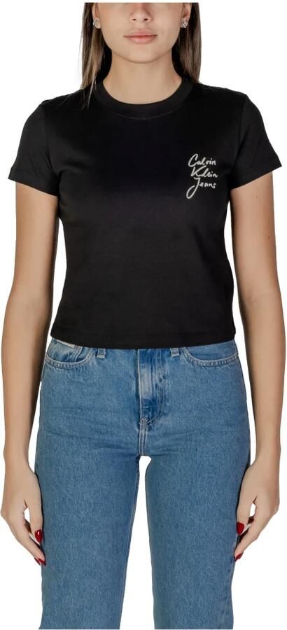 Calvin Klein Jeans Zwarte Katoenen Dames T-shirt Lente Zomer Black Dames