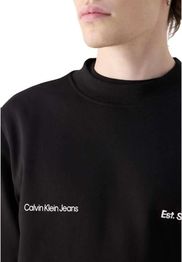 Calvin Klein Jeans Zwarte Katoenen Sweatshirt met Lange Mouwen Black Heren