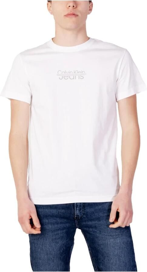 Calvin Klein Jeans Heren Witte Effen T-shirt White Heren - Foto 3