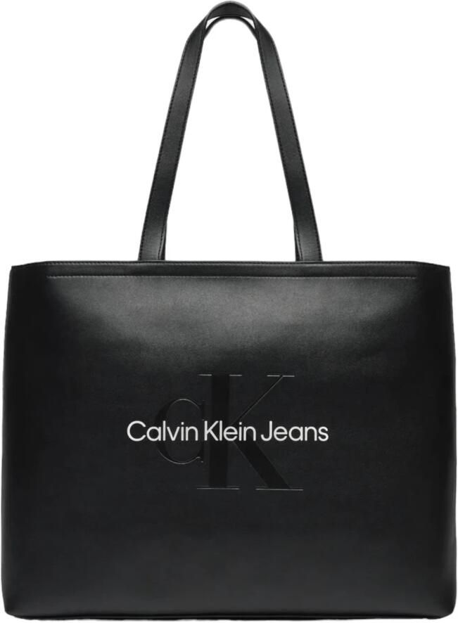 Calvin Klein Jeans Stijlvolle Tote Tas met Ritssluiting Black Dames