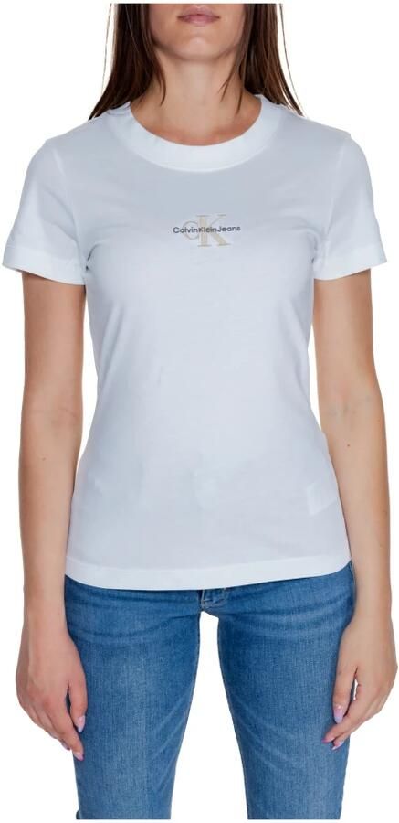 Calvin Klein Jeans Monologo Tee Herfst Winter Collectie 100% Gerecycled Katoen White Dames - Foto 3