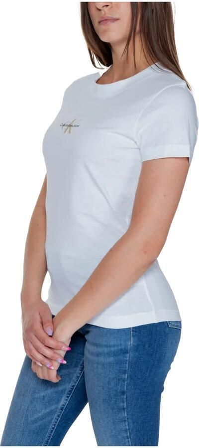 Calvin Klein Jeans Monologo Tee Herfst Winter Collectie 100% Gerecycled Katoen White Dames - Foto 2