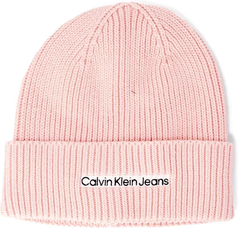 Calvin Klein Jeans Herfst Winter Katoenen Beanie Pink Dames