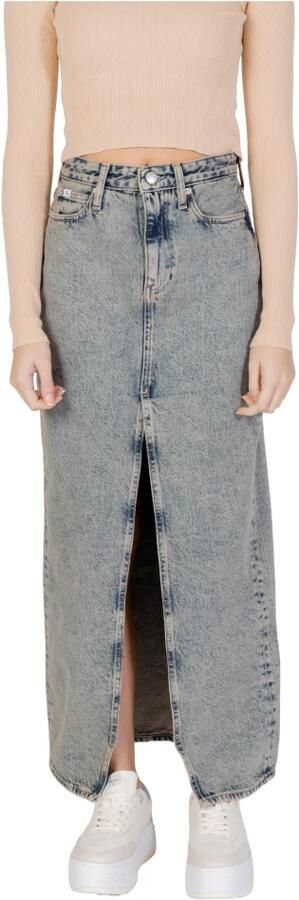 CALVIN KLEIN Dames Rokken Front Split Maxi Denim Skirt Lichtblauw - Foto 7