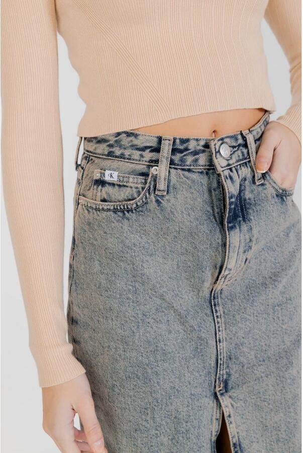 CALVIN KLEIN Dames Rokken Front Split Maxi Denim Skirt Lichtblauw - Foto 5