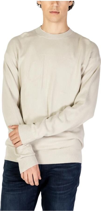 Calvin Klein Beige Sweater Ronde Hals Elastische Manchetten Beige Heren - Foto 2