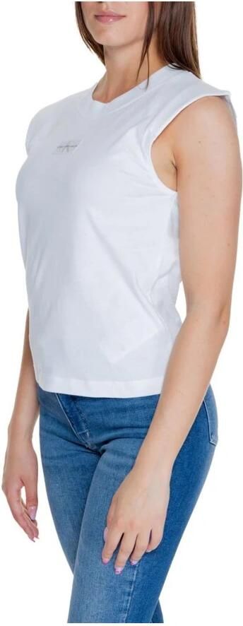 Calvin Klein Jeans Katoenen Korte Mouw T-shirt Dames Herfst Winter White Dames - Foto 4