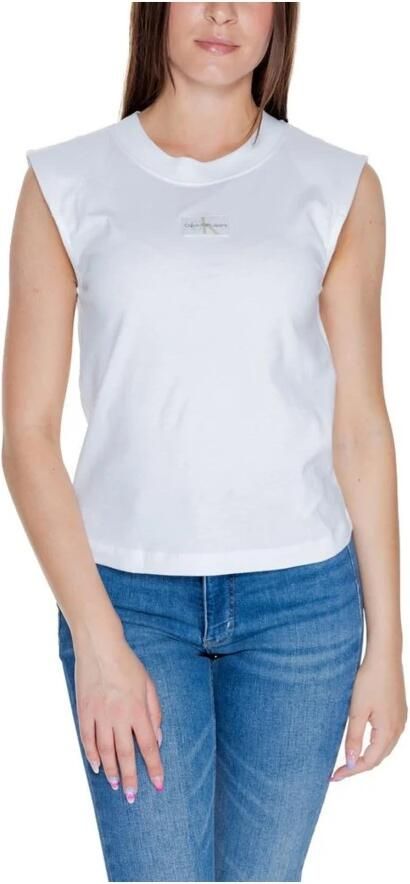 Calvin Klein Jeans Katoenen Korte Mouw T-shirt Dames Herfst Winter White Dames - Foto 2