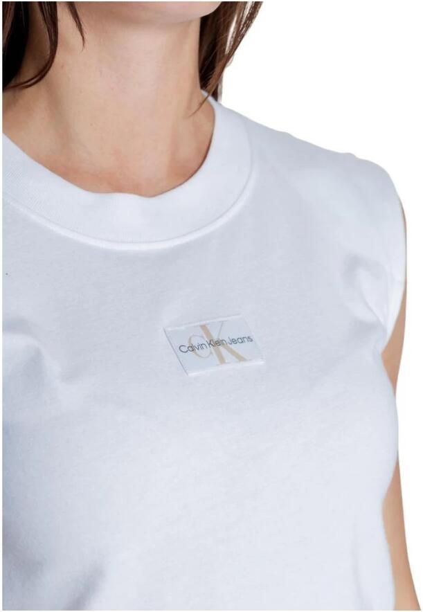 Calvin Klein Jeans Katoenen Korte Mouw T-shirt Dames Herfst Winter White Dames