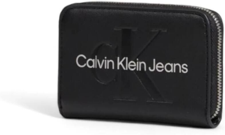 Calvin Klein Jeans Kleine Polyurethaan Portemonnee Lente Zomer Collectie Black Dames