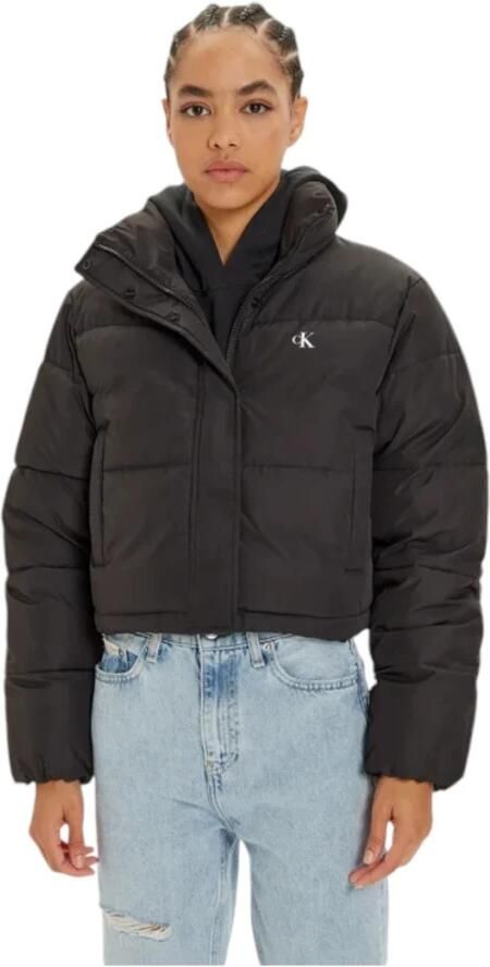 Calvin Klein Jeans Zwarte Turtleneck Zip-Up Jas met Zakken Black Dames - Foto 7