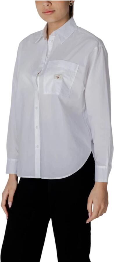Calvin Klein Jeans Lange katoenen damesoverhemden collectie White Dames - Foto 8