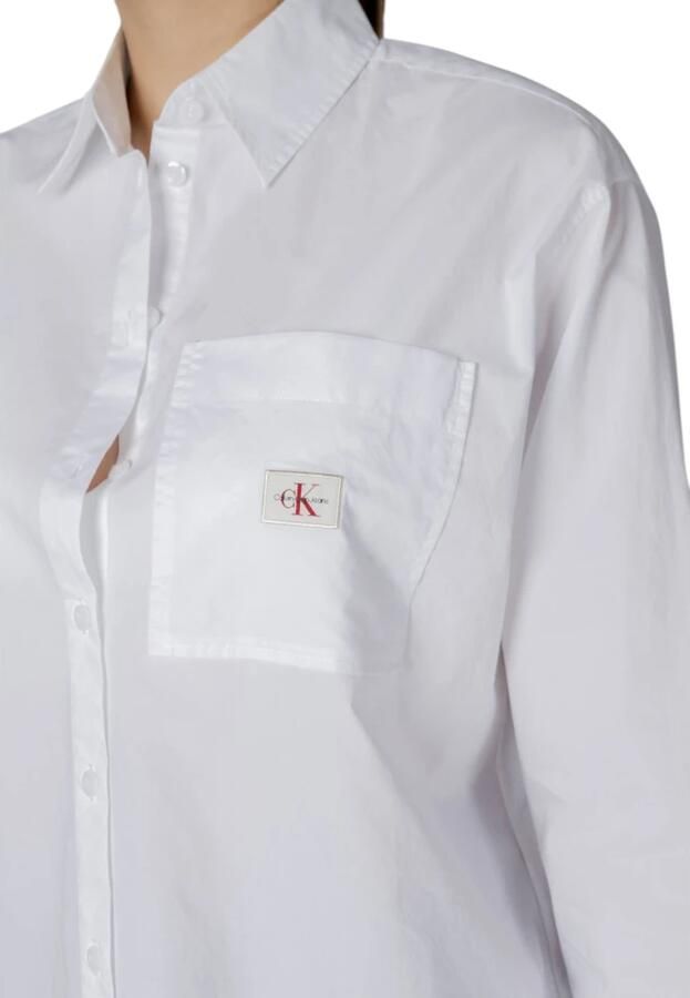 Calvin Klein Jeans Lange katoenen damesoverhemden collectie White Dames - Foto 5