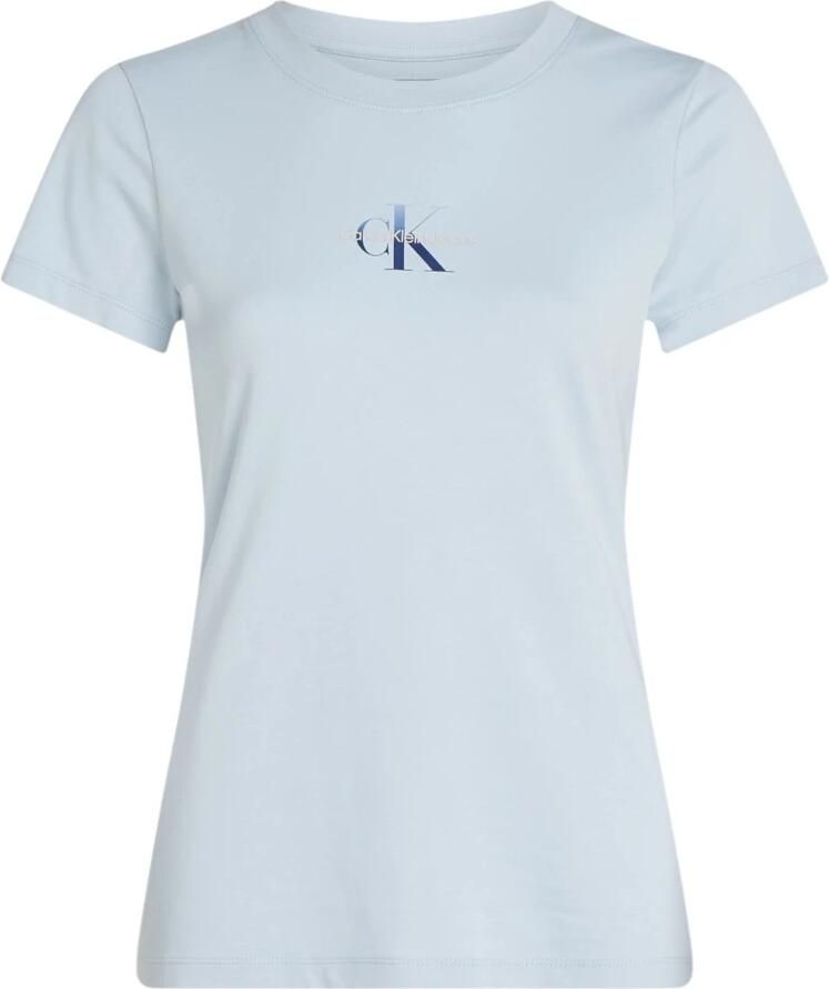 Calvin Klein Jeans Lichtblauw Katoenen T-shirt voor Vrouwen Blue Dames