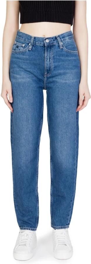 Calvin Klein Hoge Taille Denim Jeans Geborduurd Gewassen Effect Gray Heren - Foto 3