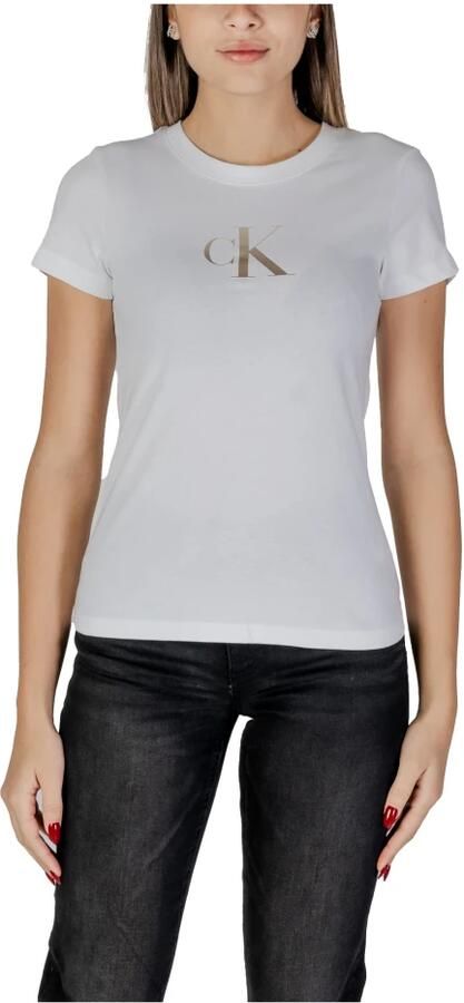 Calvin Klein Jeans Wit Katoenen Dames T-Shirt Lente Zomer White Dames - Foto 3