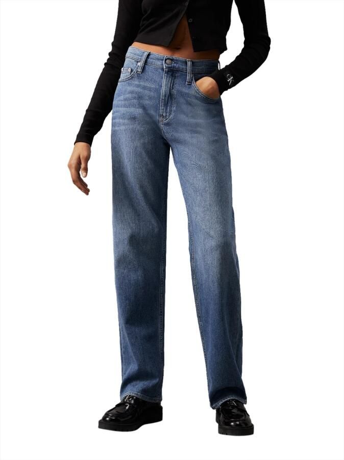 Calvin Klein Jeans Blauwe Effen Rits Jeans Vrouwen Herfst Winter Blue Dames - Foto 2