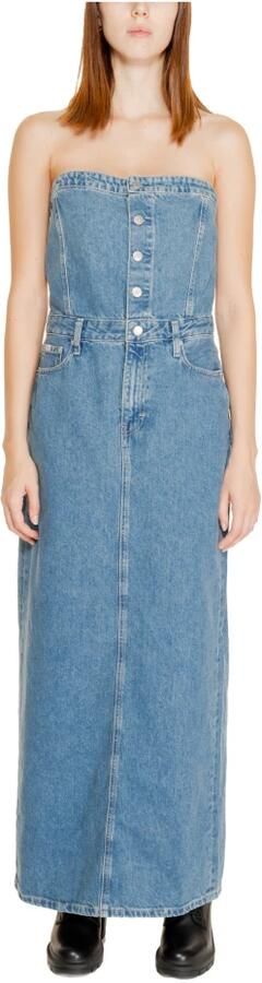 Calvin Klein Jeans Blauwe Katoenen Jurk Herfst Winter Collectie Blue Dames - Foto 9