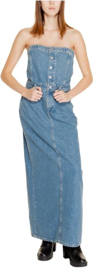 Calvin Klein Jeans Blauwe Katoenen Jurk Herfst Winter Collectie Blue Dames - Foto 2