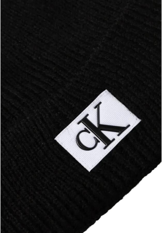 Calvin Klein Jeans Minimalistisch Logo Gebreide Muts Black Heren