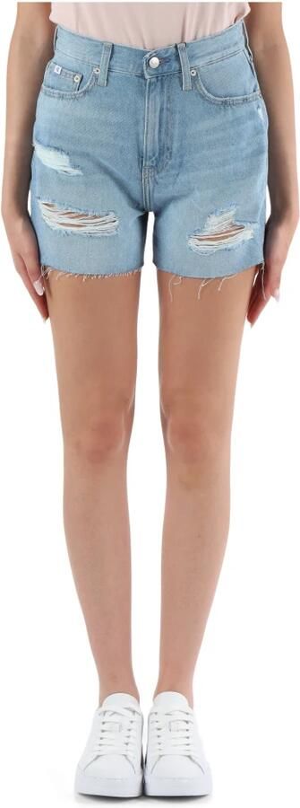 Calvin Klein Jeans Blauwe Versleten Denim Shorts Blue Dames - Foto 11