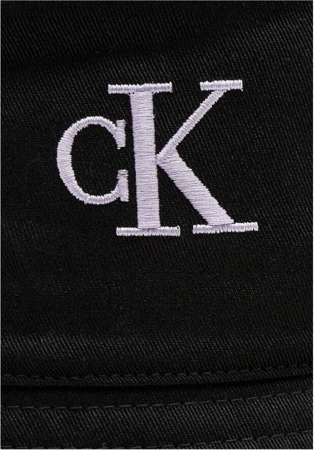 Calvin Klein Jeans Monogram Embro Bucket Hat Herfst Winter Collectie Black Dames