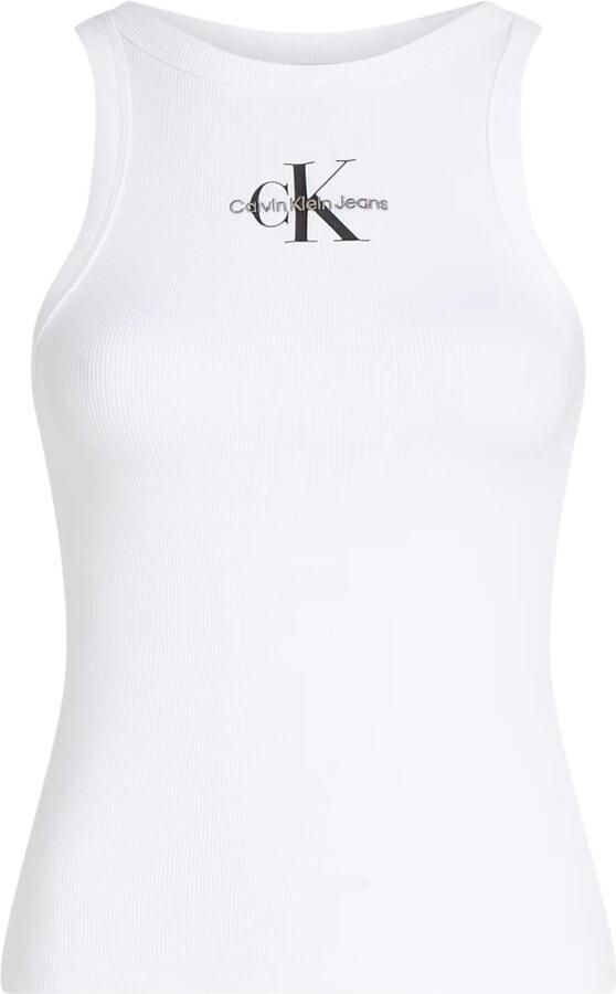 Calvin Klein Jeans Mouwloze Tanktop met Boothals en Print White Dames