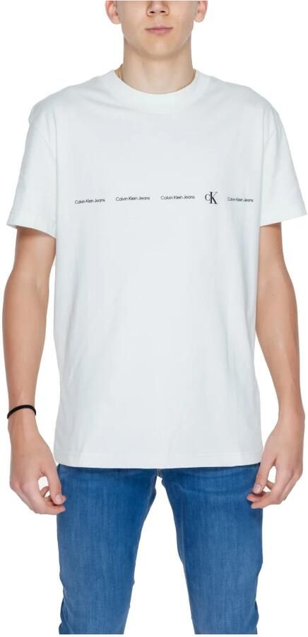 Calvin Klein Jeans Regenerative Cotton Logo Repeat T-shirt White Heren